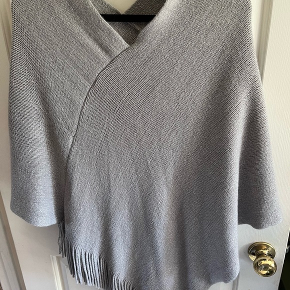 Poncho with Sparkles and Fringe Pale Lavender - Picture 5 of 5